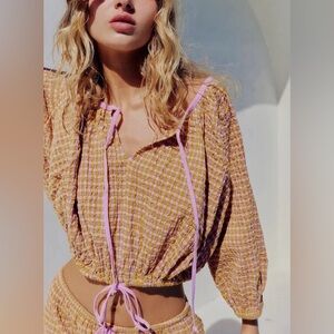 Nwot Free People Clara Plaid Top